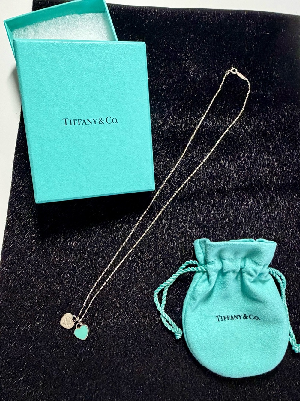 Tiffany & Co. Return to Tiffany Mini Double Heart Tag Necklace 18” Sterling - Picture 2 of 6